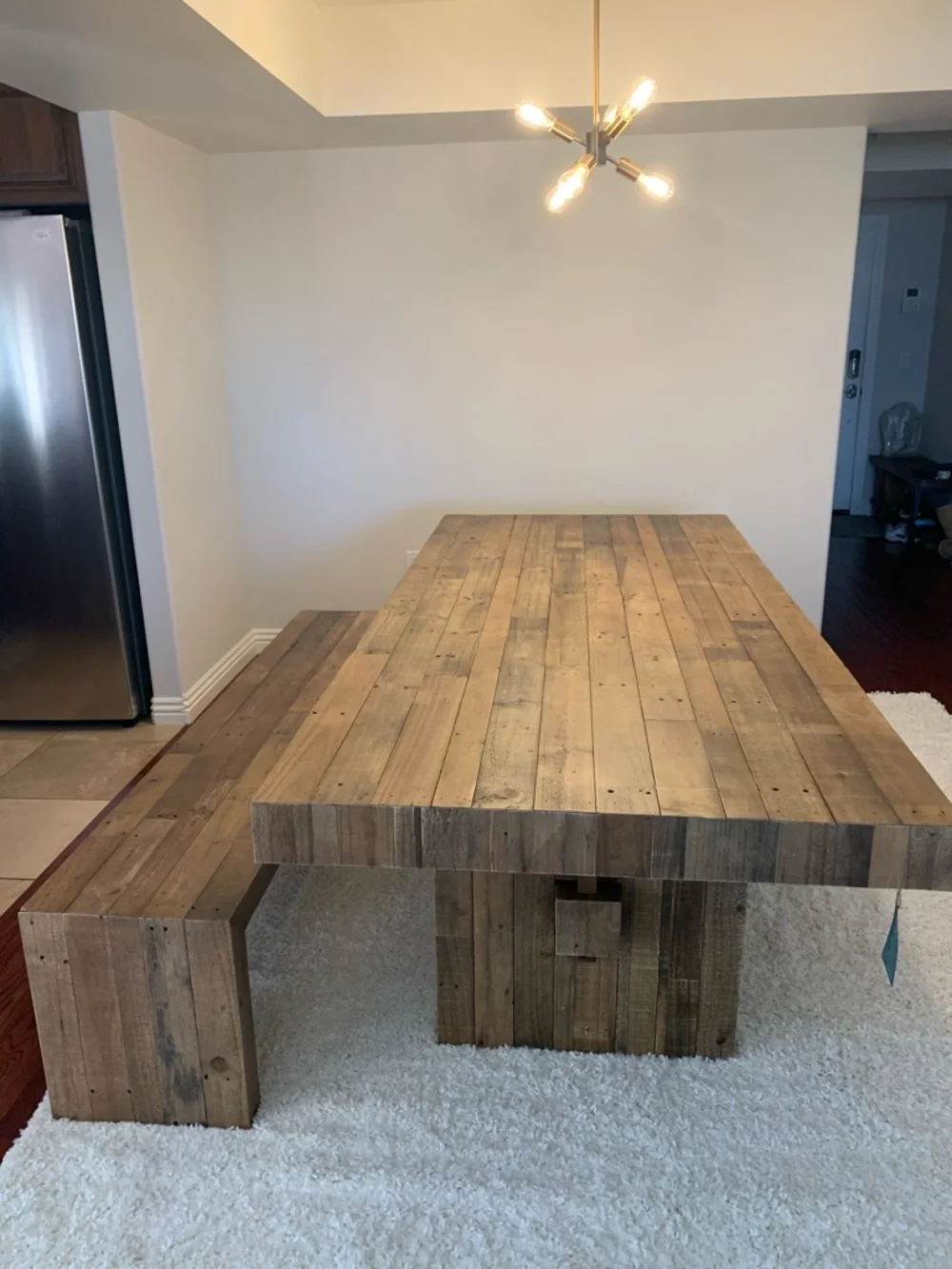 West Elm Emmerson 87” Dining Table and Bench - Natural Brown + 4 Chairs